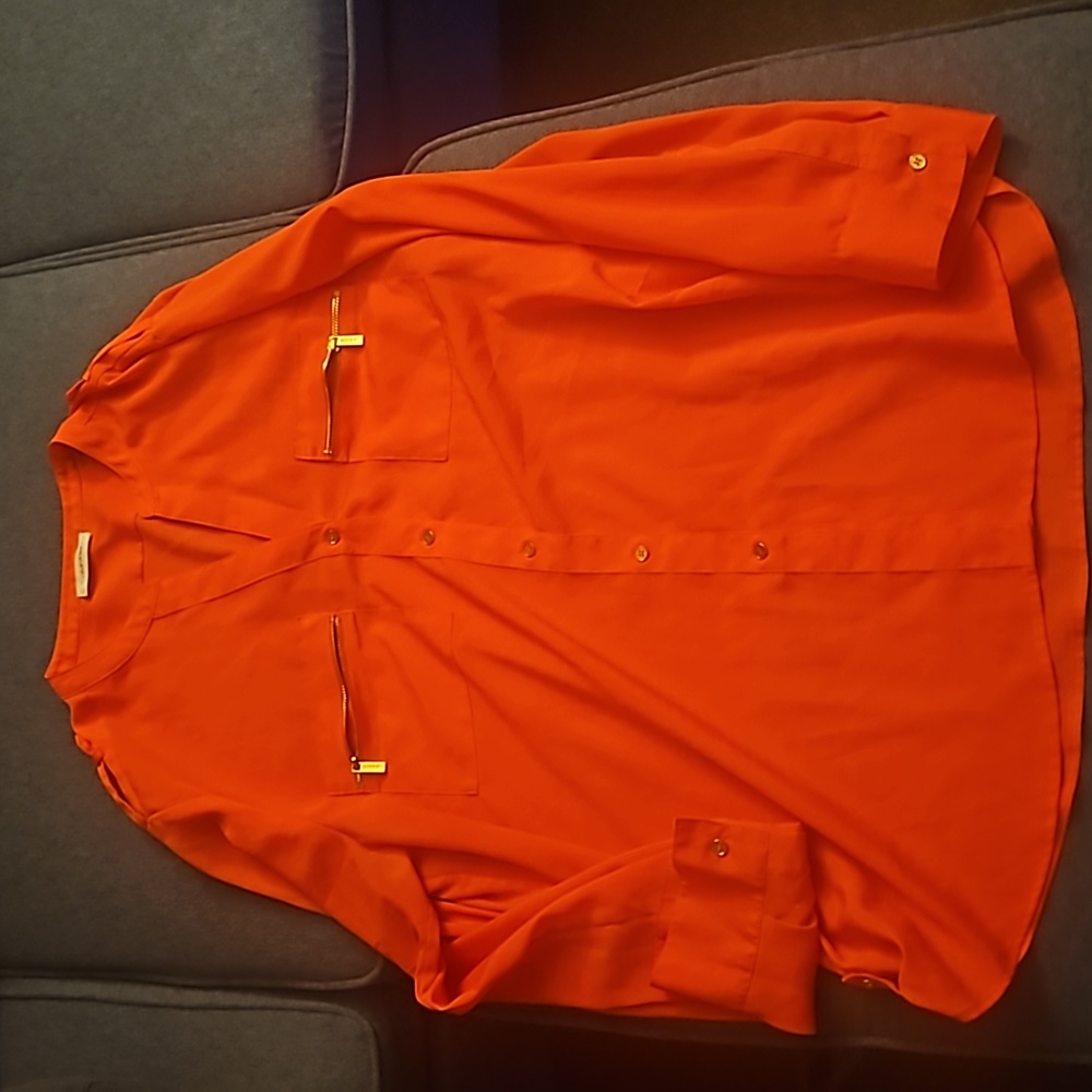 Calvin Klein band collar blouse